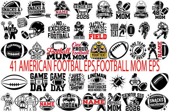 41 American Football SVG & Football Mom SVG for Crafts and Graphics