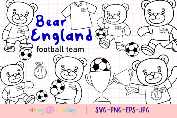Bear England Football Team Clipart: Graphics for Crafts