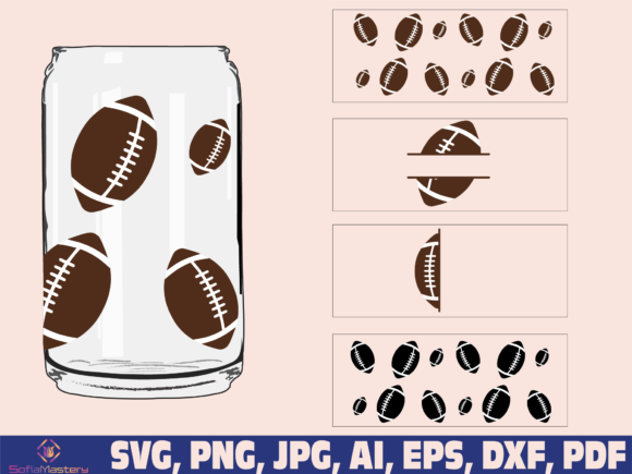 Football Glass Wrap: Graphics for Crafts Projects