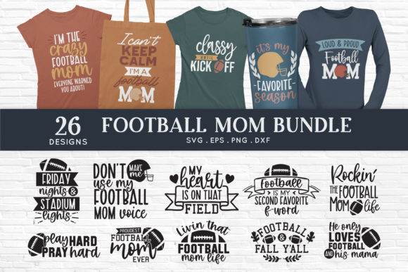 Football Mom Life SVG Bundle for Graphics & Crafts