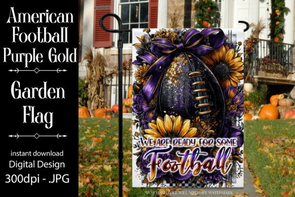 Purple & Gold Football Garden Flag F1: Graphics for Crafts