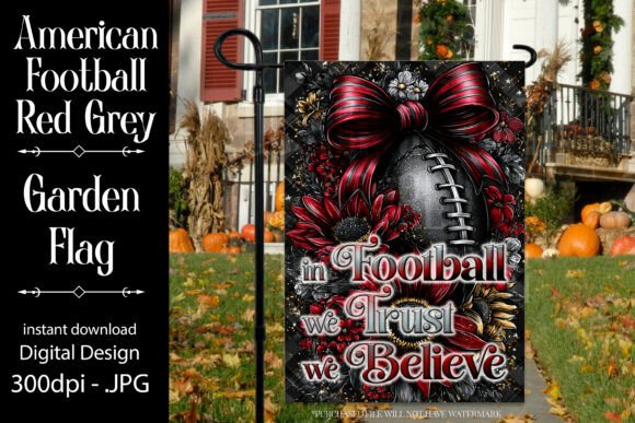 Scarlet and Gray Football Garden Flag F4 Graphics